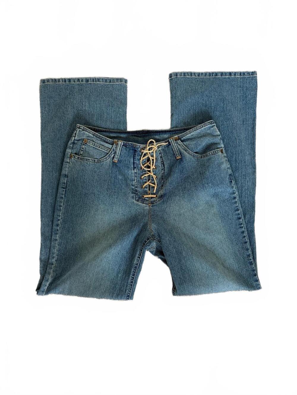 Vintage Y2K Newport Lace-Up Front Flare Leg Jeans
